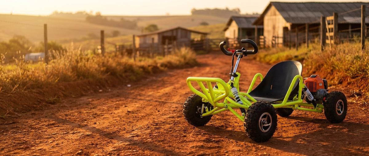 Kart 90cc no sítio ao pôr do sol